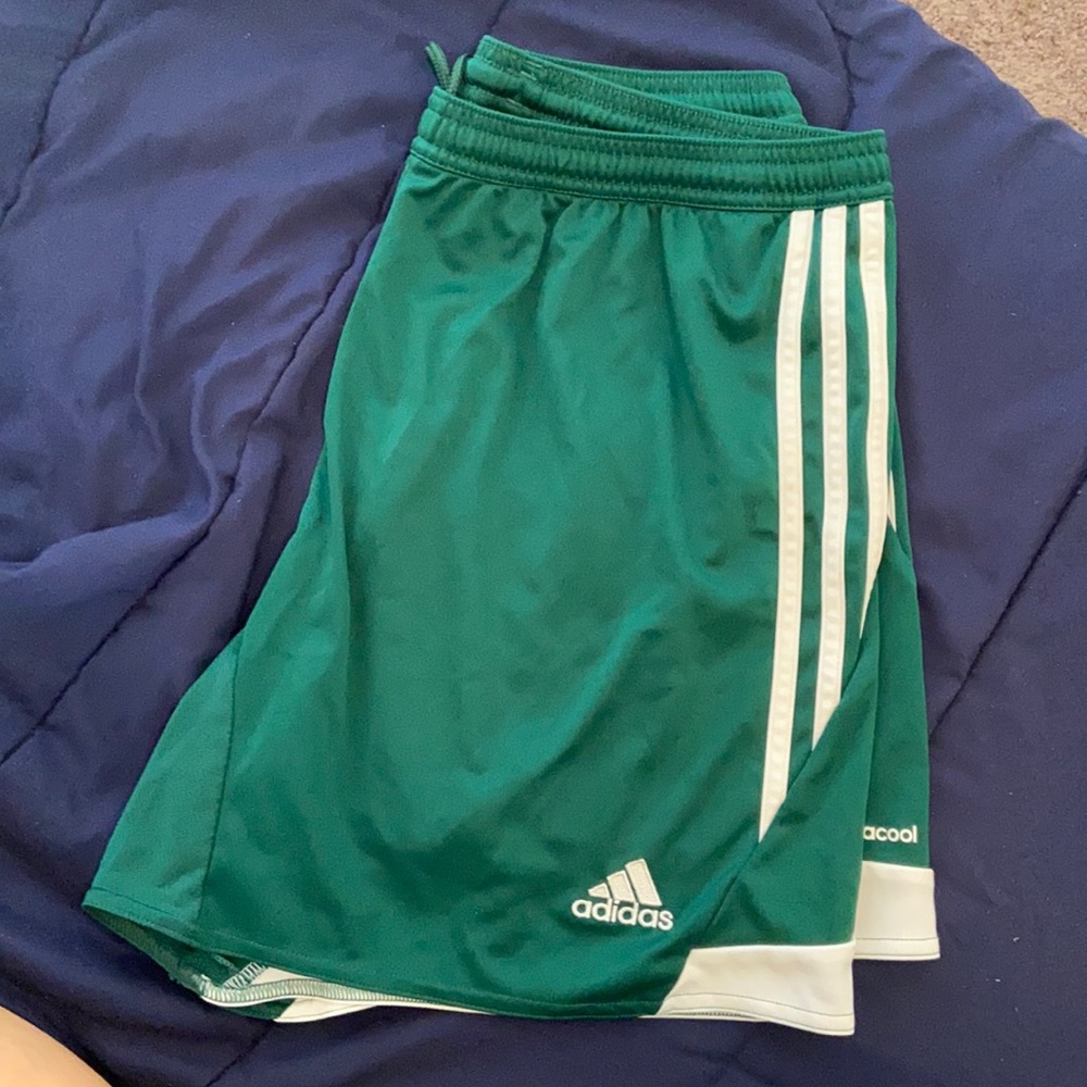 Green adidas shorts